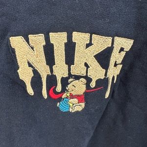 Pooh Bear Disney Nike Custom Embroidered Crewneck Black Sweatshirt Unisex Size M